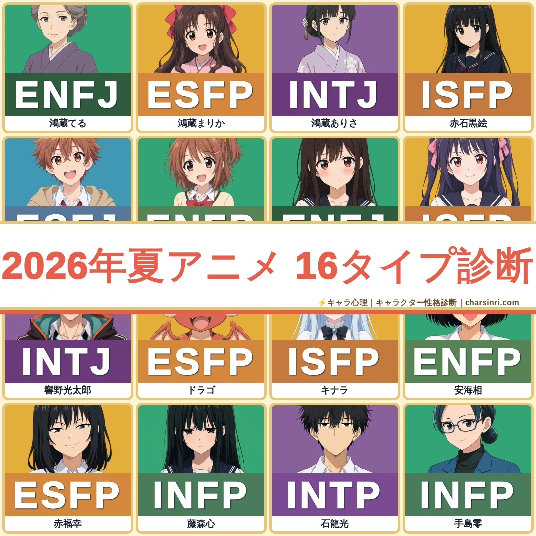 2026年夏アニメのキャラMBTI一覧｜23作品を横断して性格分析のアイキャッチ画像