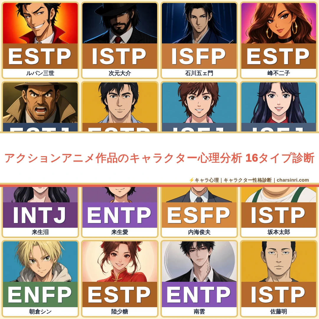 アクションアニメ31作品｜全120キャラのMBTIと心理を比較のアイキャッチ画像
