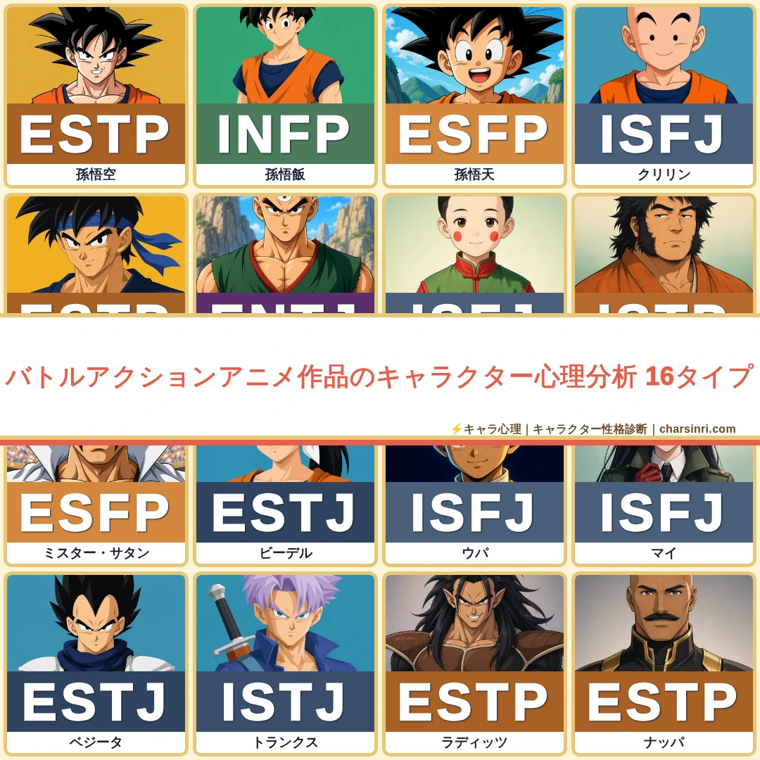バトルアクションアニメ43作品｜全195キャラのMBTIと心理を比較のアイキャッチ画像