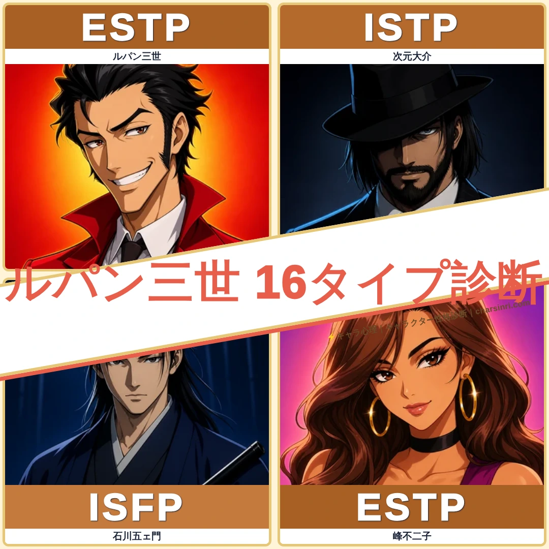 ルパン三世｜ルパン・次元・五ェ門ら全5キャラのMBTI性格診断のアイキャッチ画像