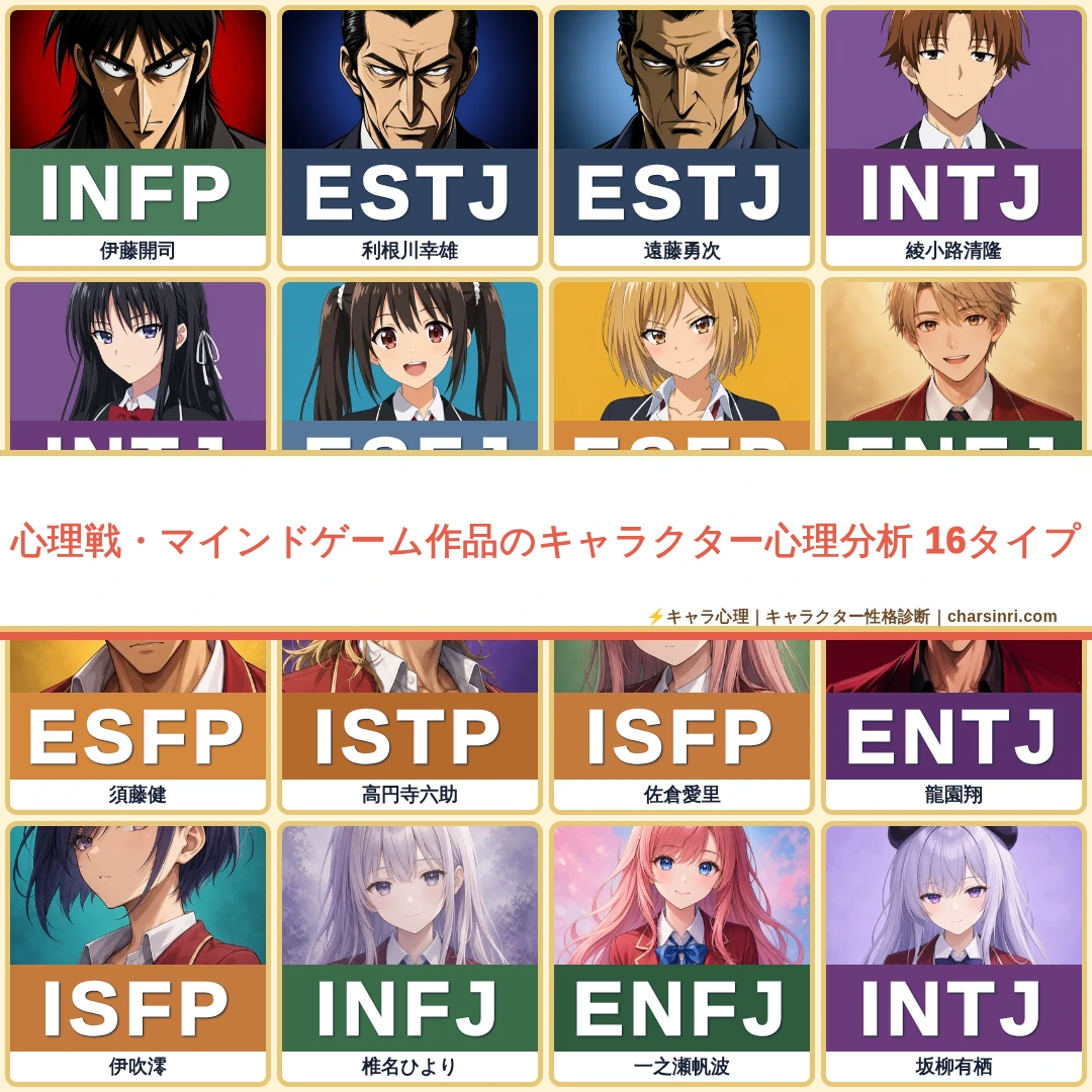 心理戦・マインドゲーム11作品｜全127キャラのMBTIと心理を比較のアイキャッチ画像