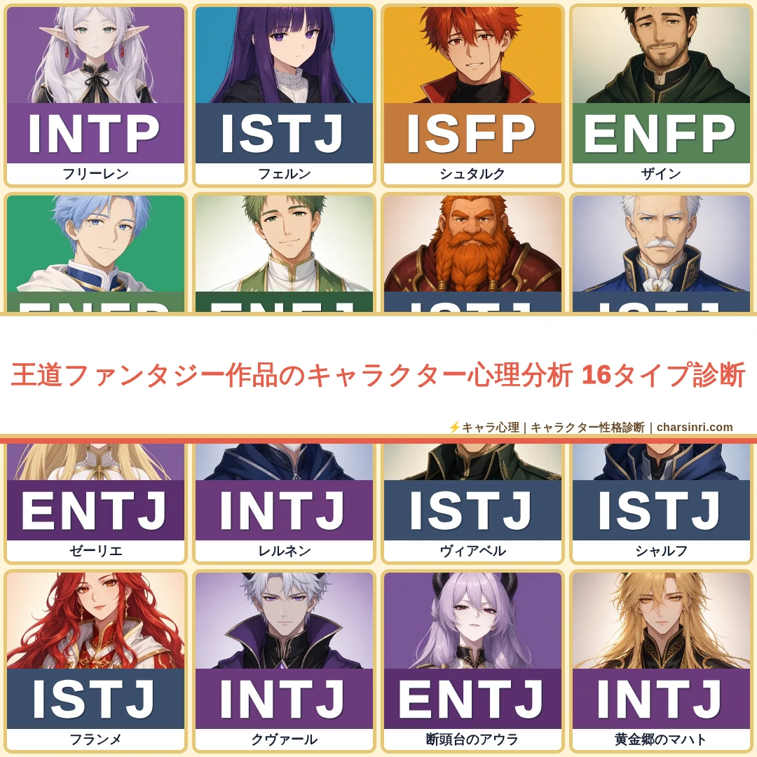 王道ファンタジー167作品｜全1871キャラのMBTIと心理を比較のアイキャッチ画像