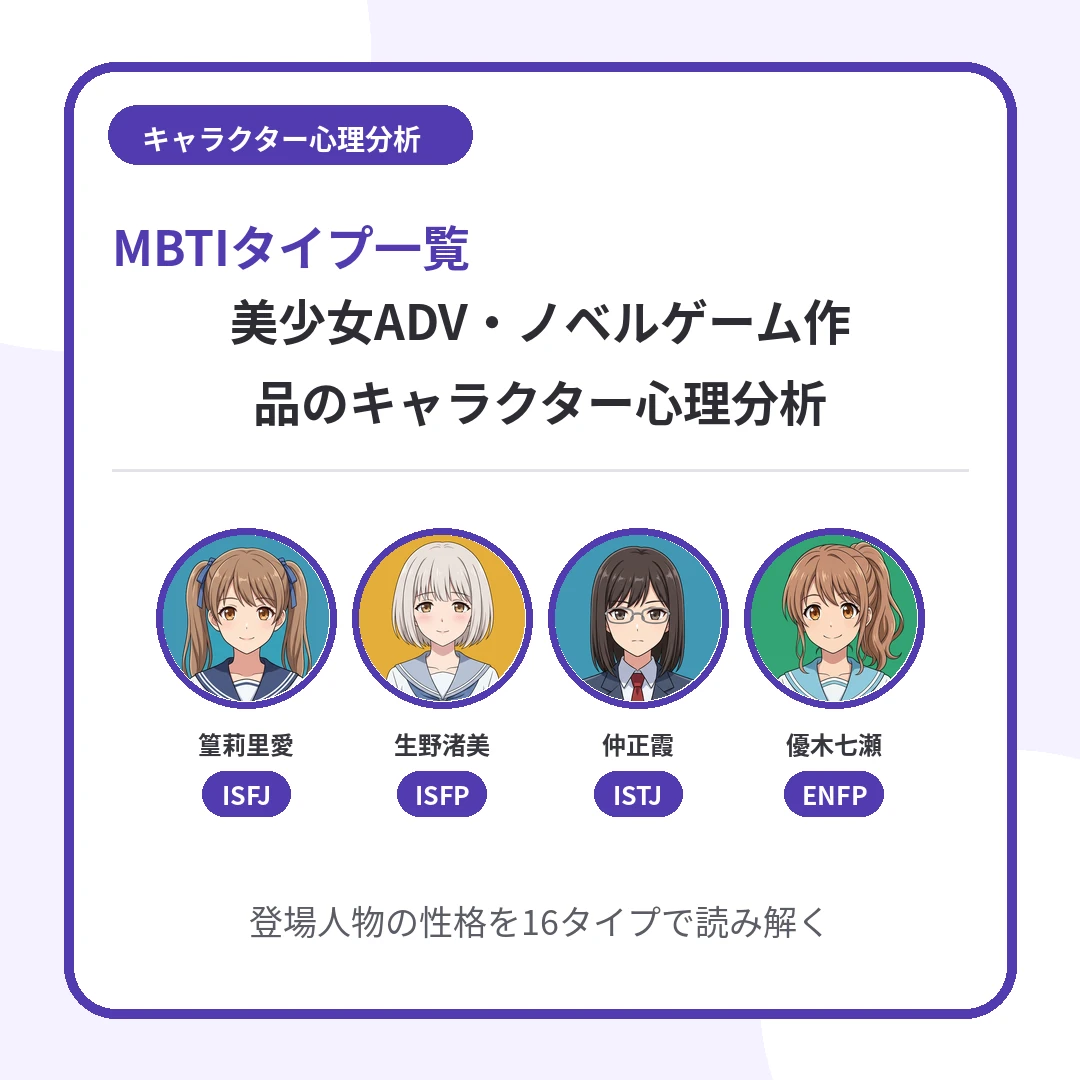 美少女ADV・ノベルゲーム28作品｜全28キャラのMBTIと心理を比較のアイキャッチ画像