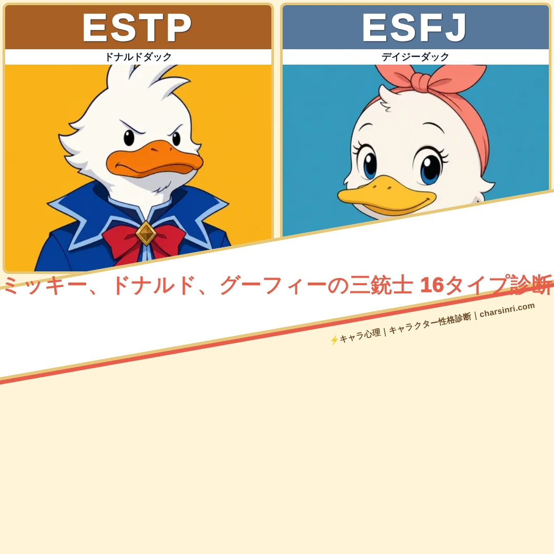 ミッキー、ドナルド、グーフィーの三銃士｜MBTI一覧のアイキャッチ画像